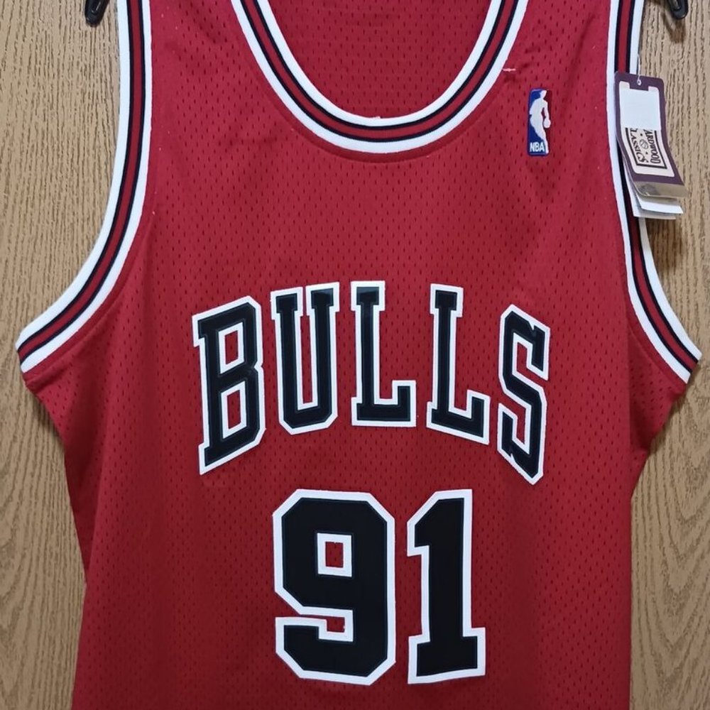 Adidas (Rodman)-(Bulls)-(Jersey)-(Red/Black)-(New)-(Size L)-$85.00 - Picture 1 of 8